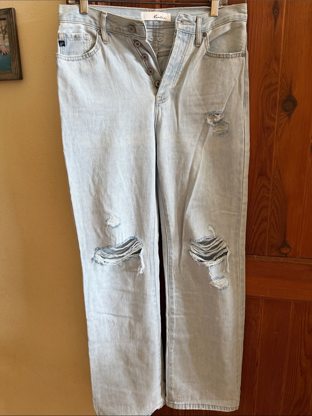 KanCan Light Blue Distressed Straight Womens Jeans